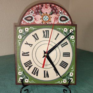Saxon Folk Transylvanian Handpainted Wooden Clock Traditional Authentic design